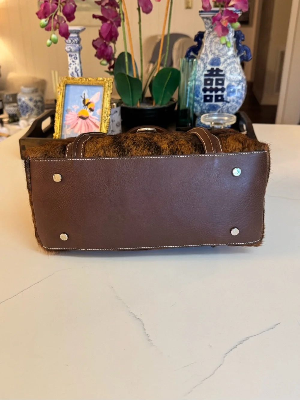 🤎🤍 NWT CAVALCANTI COW HIDE LEATHER BUCKLE HOBO SHOULDER BAG!